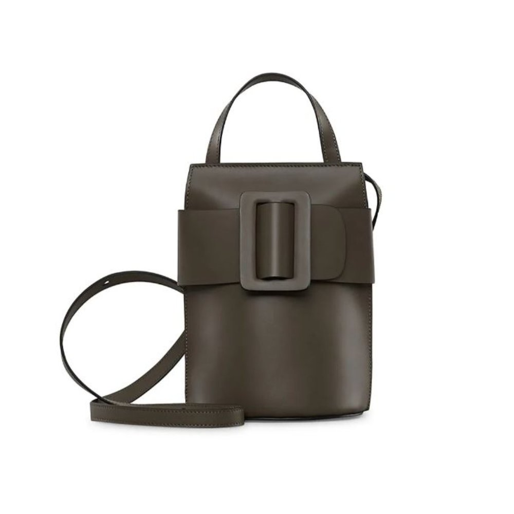 BOYY Buckle Tall Leather Pouch Crossbody Bag Dark Brown